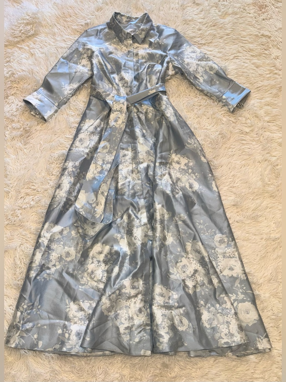 NEW AFTER SIX Floral Satin Twill Blue Seraphina Floral Ballgown Sz XL - Picture 4 of 9